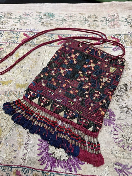 Antique Embroidered Bag made from Greek Skirt Border: C19th Attaca, Mainland Greece
