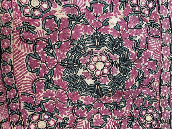 Silk Embroidered Traditional Wedding Shawl Abochani: Sindh C19th