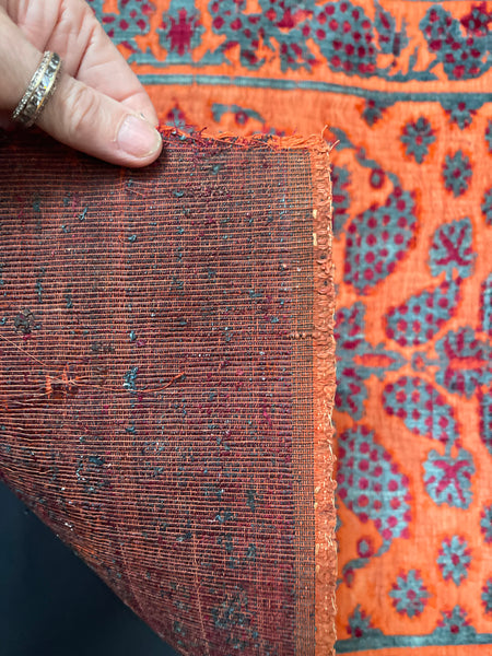 Ottoman Voided Silk Velvet Yastik Rug or Pillow Cover: C18th Turkey