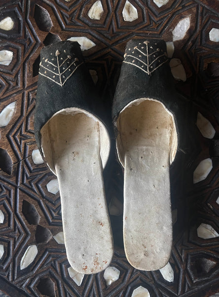 Antique Embroidered Shoes Mules: C1800 Asia