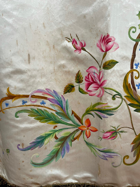 Pair Hand Painted Silk Panels:  C1800 Europe