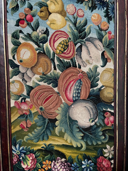Embroidered Needlepoint Still Life with Pomegranates  Needlew: C18th N. Europe, France or England