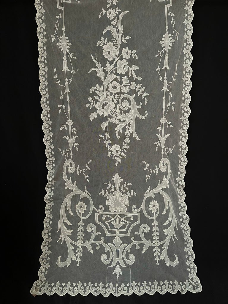 Art Nouveau Embroidered Lace Appliqué Curtain Panel Chateau Length: C1 –  Hannah Whyman