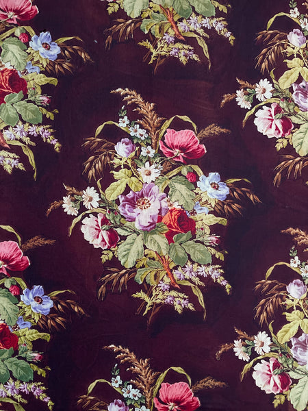 Edwardian Floral Furnishing Textile Length: C1900 English