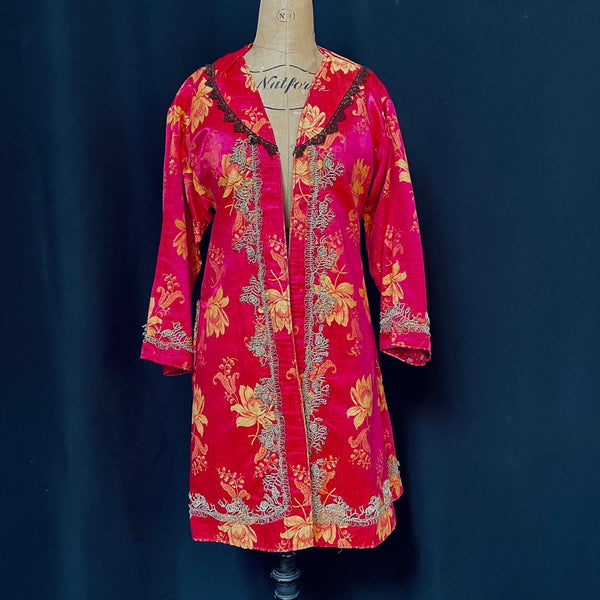 Pink and Yellow Silk Brocade Frock Coat: C1920 Central Asia