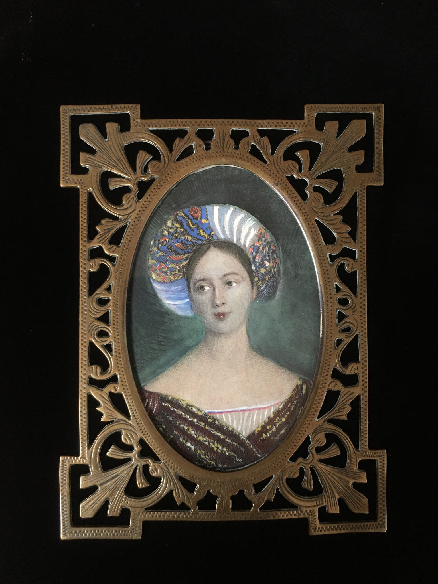 Grand Tour Miniature Watercolour Portrait Lady in Oriental Costume: early C19th Europe