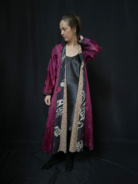 Traditional Silk Brocade Chapan Robe Coat : C1900 Turkmenistan