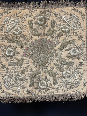Pair Decorative Ottoman Giltwork Velvet Embroideries with Peacocks: C19th Ottoman Turkey, Asia