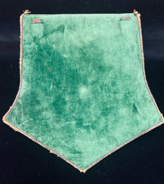 Antique Ottoman Cutwork Leather and Emerald Green Silk Velvet Bag: C19th Turkey