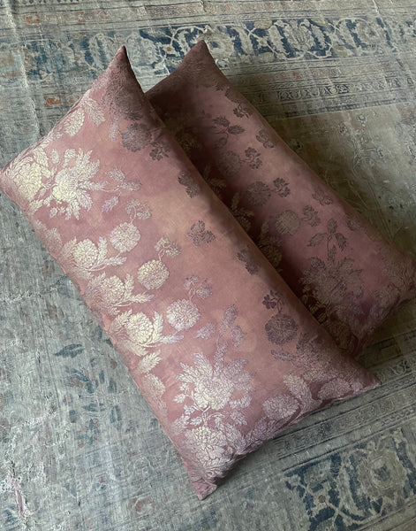 Bespoke Pillow Antique Silk Brocade: C19th Ottoman
