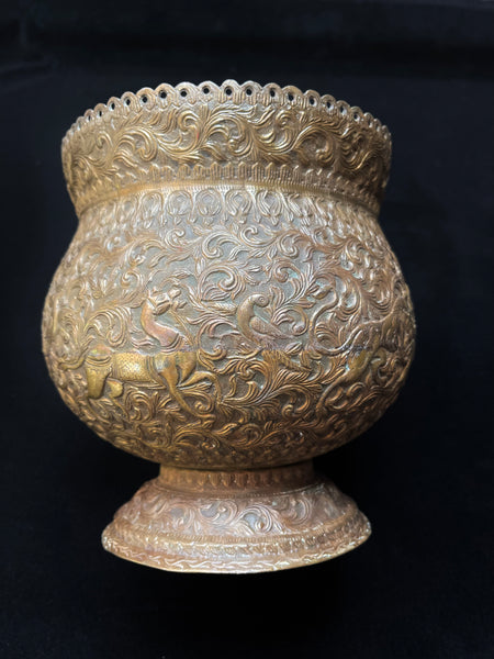 Decorative Brass Repoussé Planter: C19th India