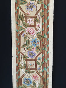 Hand Painted Chinoiserie Silk Panel or Border