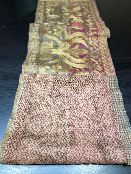 Antique Traditional Indonesian Gold-work Embroidered Wall Hanging or Banner: C19th Sumatra