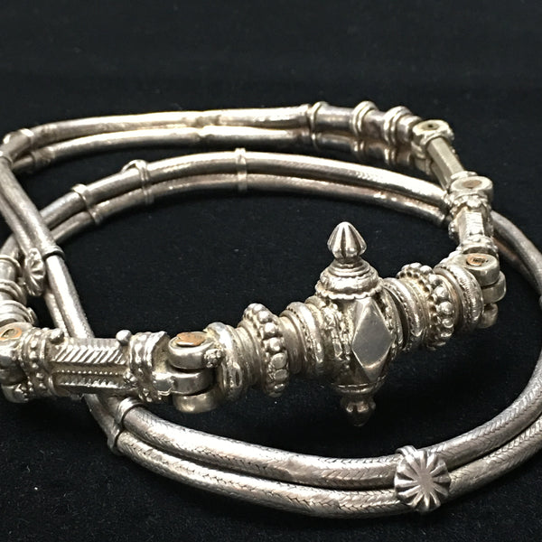 Antique Indian Tribal Silver Belt: C19th Rajasthan, Northern India