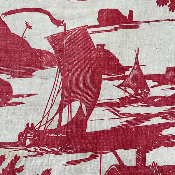 French Toile de Jouey panel with sailing boats: C19th France
