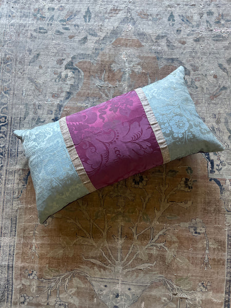 Bespoke Cushion Antique Silk Damask: C18th English