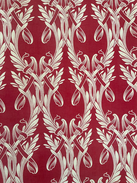 Art Nouveau Curtain Panel Crimson and White: C1900 France