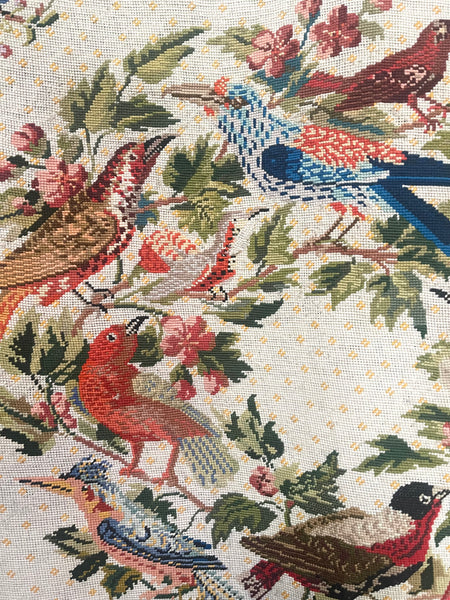 Large Needlepoint Panel with Birds: c1900 England