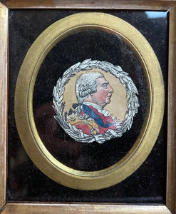 Framed Hand Painted Watercolour Portrait of Louis XV1 of France: C19th France