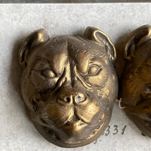 Pair of Antique Gilt Buckles, Owls and Dogs: France C19th