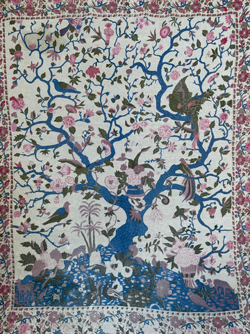 Block Print Tree of Life Hanging Palampore Style : C1970 India for export