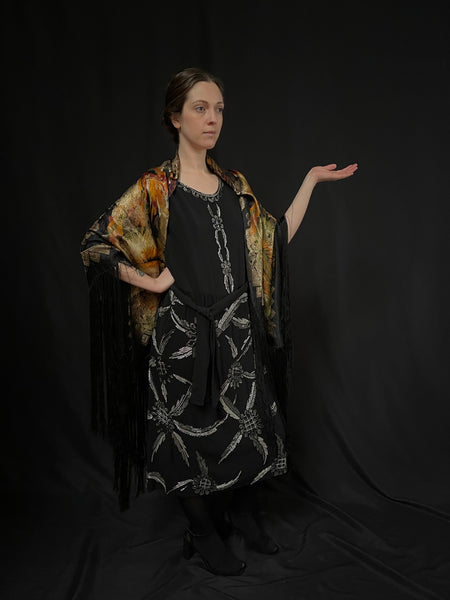 Hand Beaded Silk Crêpe Dress: C1920s English