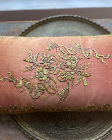 Bespoke Cushion Pillows Gilt Embroidered Ottoman Silk: C19th Turkey