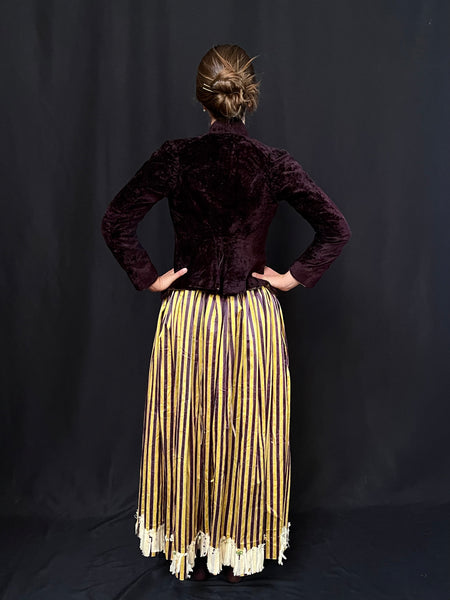 Aubergine Silk Velvet Riding Jacket: C19th English