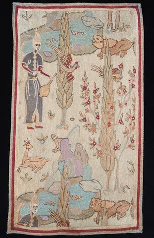 Antique Hand Embroidered Copy of a Savafid  Garden Embroiderey: C20th Kashmir, India is