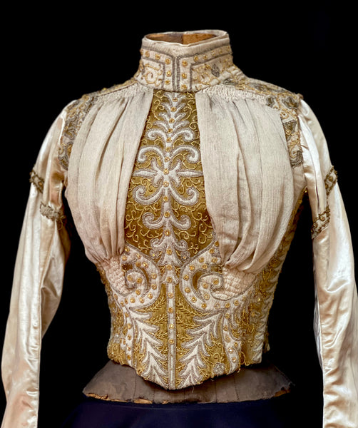 Victorian Silk Embroidered Beaded & Appliqué Bodice Jacket: C19th Vienna, Austria