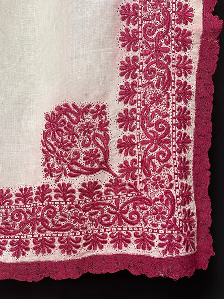 Fine Silk Cretan Embroidered Shawl : First half C19th Crete