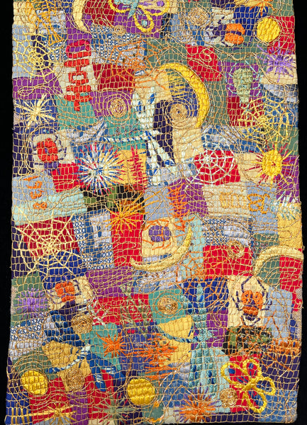 Silk Embroidered Crazy Patchwork Panel: C1930s English