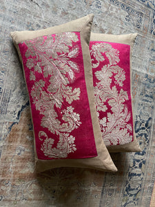 Large Bespoke Pillows Made with C18th Silk Brocade