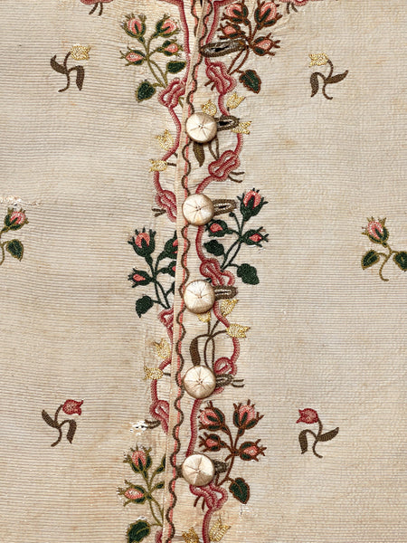 Antique Hand Embroidered Waistcoat Front: C18th France