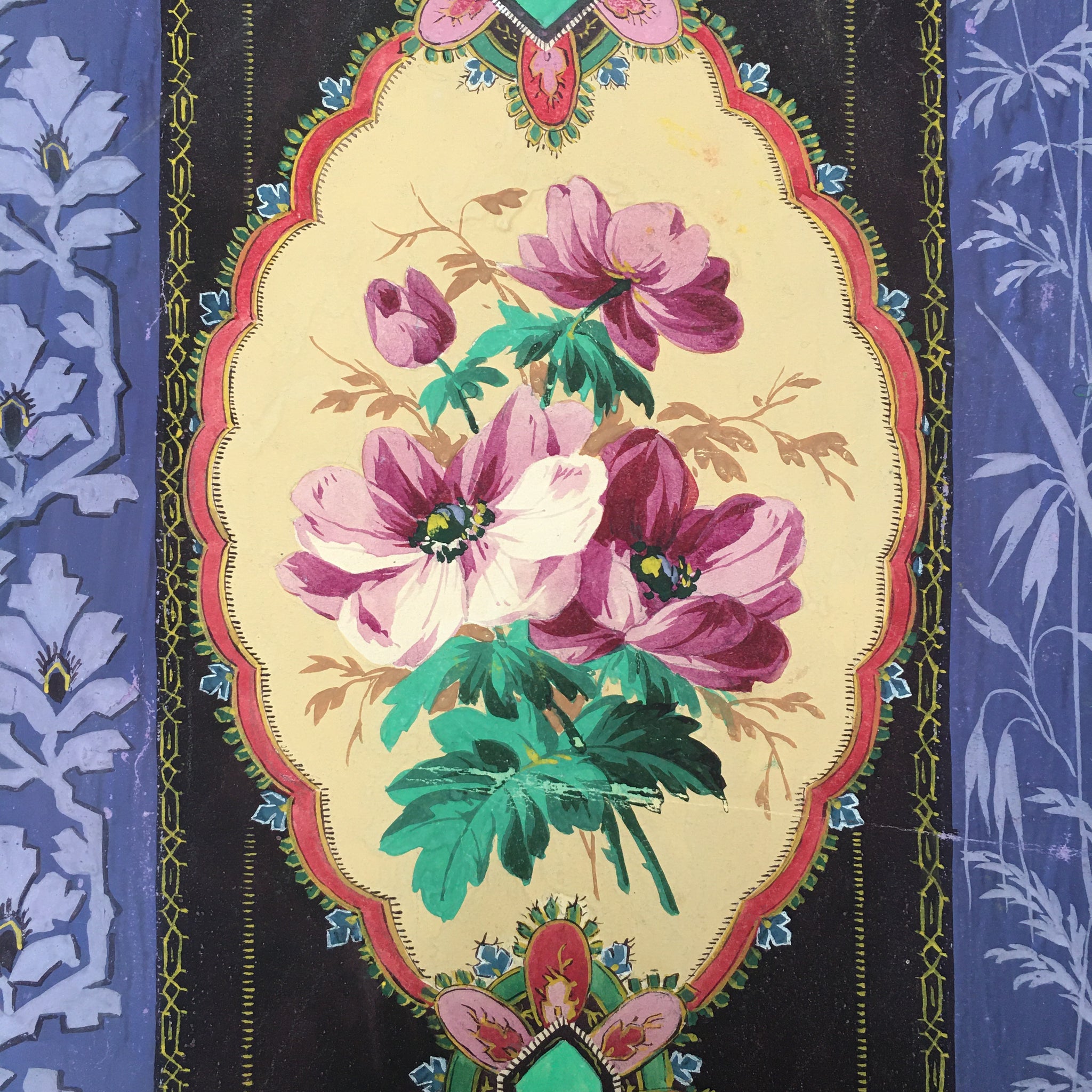19th Century Painted Design For Textile Developement