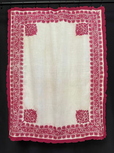 Fine Silk Cretan Embroidered Shawl : First half C19th Crete