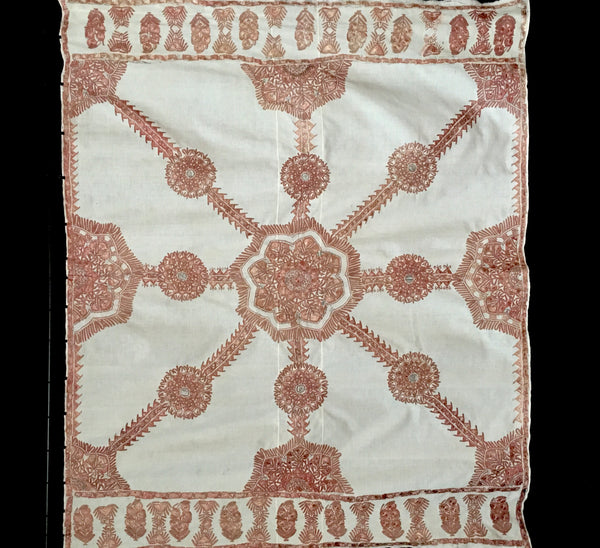 Traditional Silk Embroidered Woman’s Wedding Shawl Abochani: C20th Sind