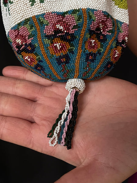 Micro Beaded Victorian Pouch Bag: C19th Europe