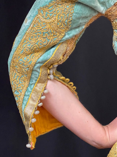 Traditional Gold Thread Embroidered Silk Velvet Bodice: C19th Algeria