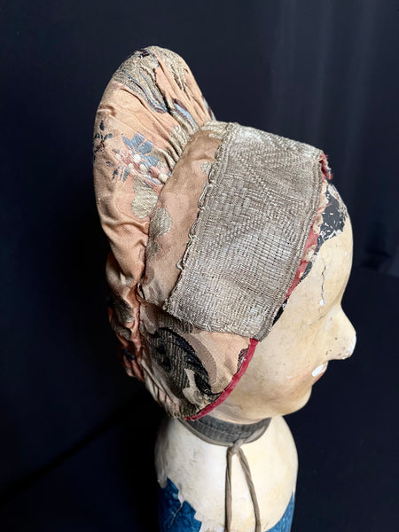 Rococo Silk Brocade Bonnet: C18th France