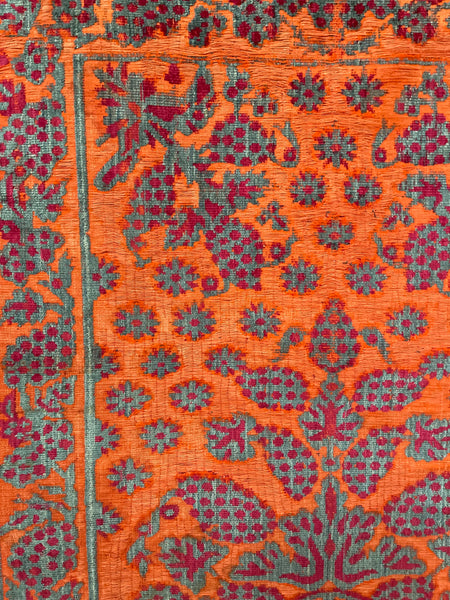 Ottoman Voided Silk Velvet Yastik Rug or Pillow Cover: C18th Turkey