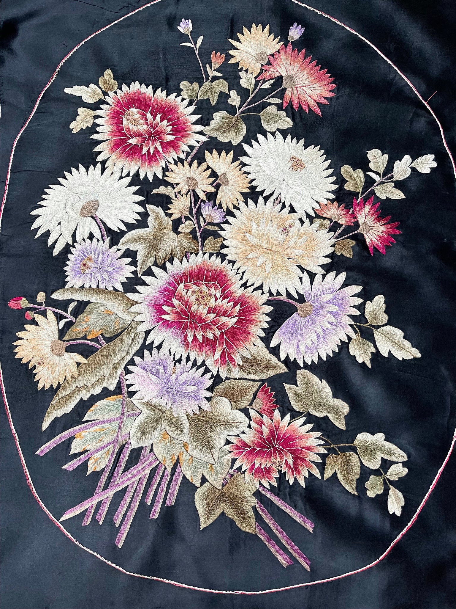 Antique Japanese Oval Silk Embroidered Floral Embroidery : C1920s Japa –  Hannah Whyman
