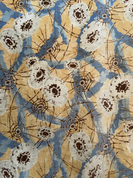 Art Deco Cobweb Printed Cotton Velvet : C1920 France