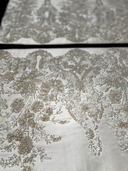 Pair of Edwardian Beaded Silk Dress Panels: C1910 England