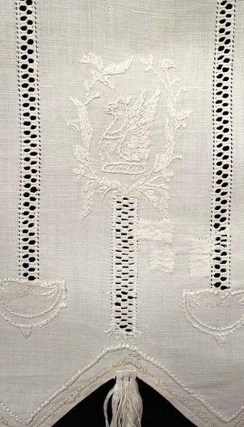 Antique Silk Embroidered Heraldic Pelmet or Hanging: C1800 Europe