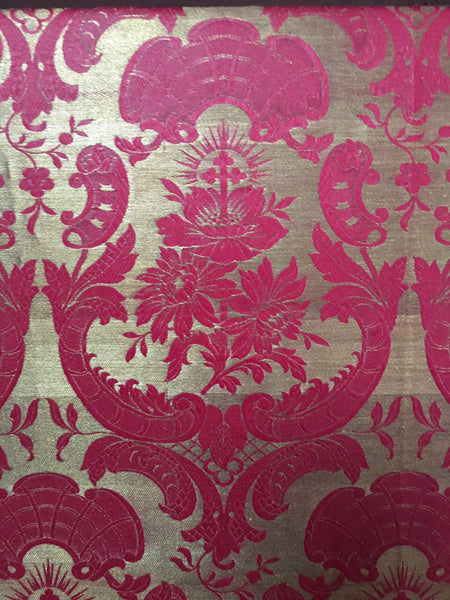 Fine Red and Gold Silk Brocade panel: C19th Europe