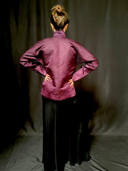 Traditional Woman’s Antique Collectable Silk Brocade Jacket Deep Plum: C1900 China