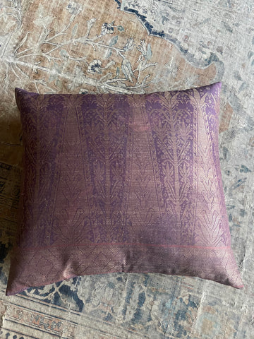 Bespoke Square Cushion Antique Silk Brocade: C19th Sumatra