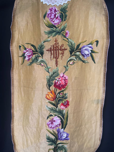 Antique Ecclesiastical Embroidered Lamé Chasuble: C19th France