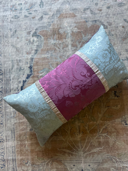 Bespoke Cushion Antique Silk Damask: C18th English